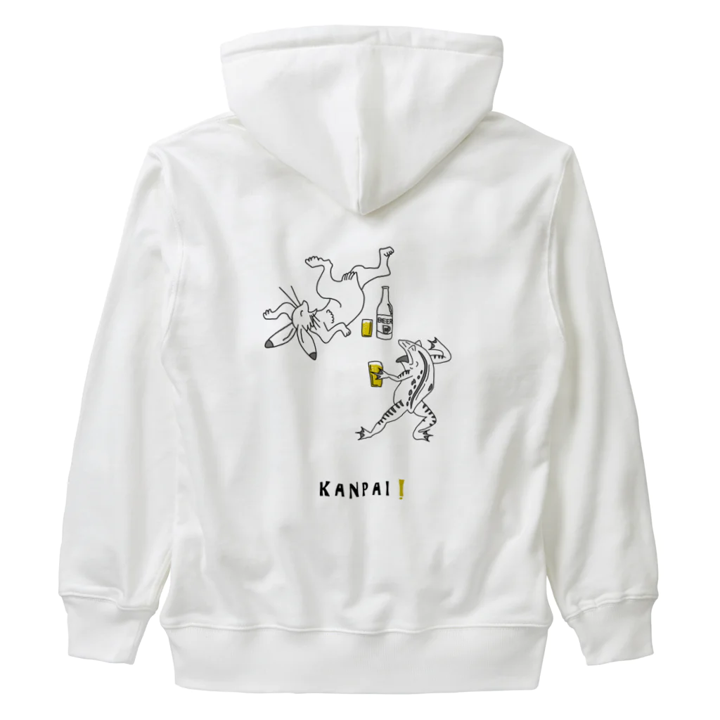 ビールとアート TM-3 Designの名画 × BEER（鳥獣戯画）黒線画 Heavyweight Zip Hoodie