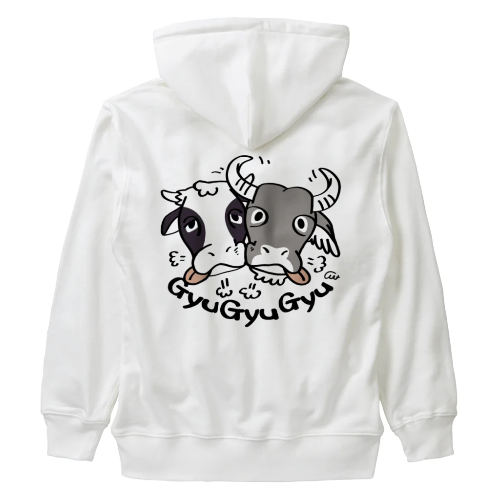 イラスト MONYAAT の牛のギュウギュウB Heavyweight Zip Hoodie