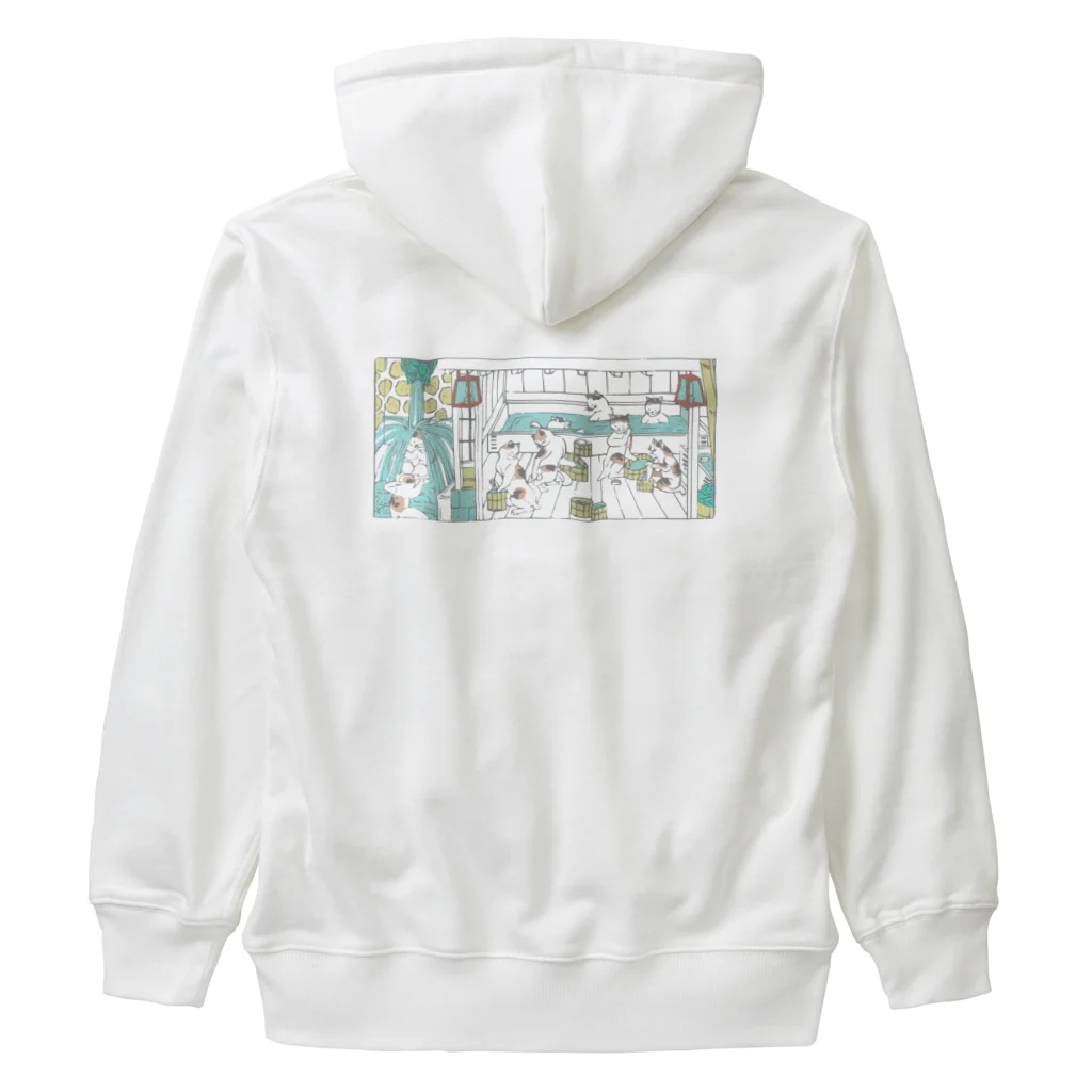 温泉グッズ@ブーさんとキリンの生活の猫の温泉（カラー） Heavyweight Zip Hoodie