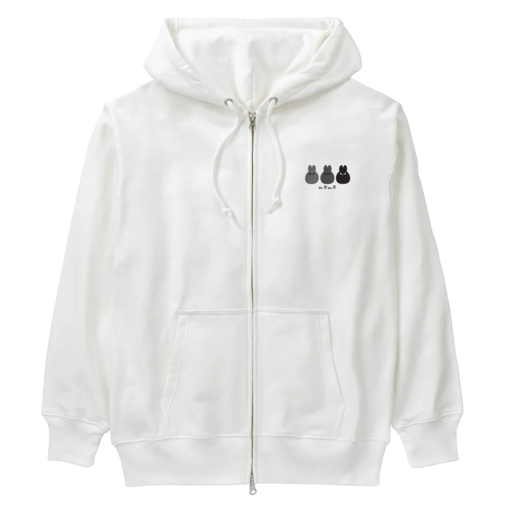 nagiのmeme3匹（モノトーン） Heavyweight Zip Hoodie