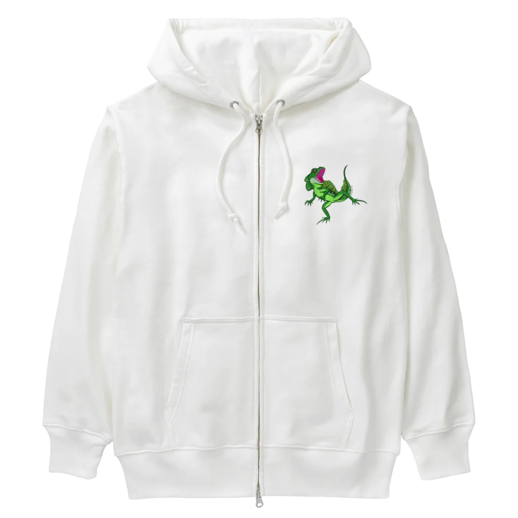 もむのふの爬虫類グッズやさんの水辺の忍者グリーンバシリスク Heavyweight Zip Hoodie