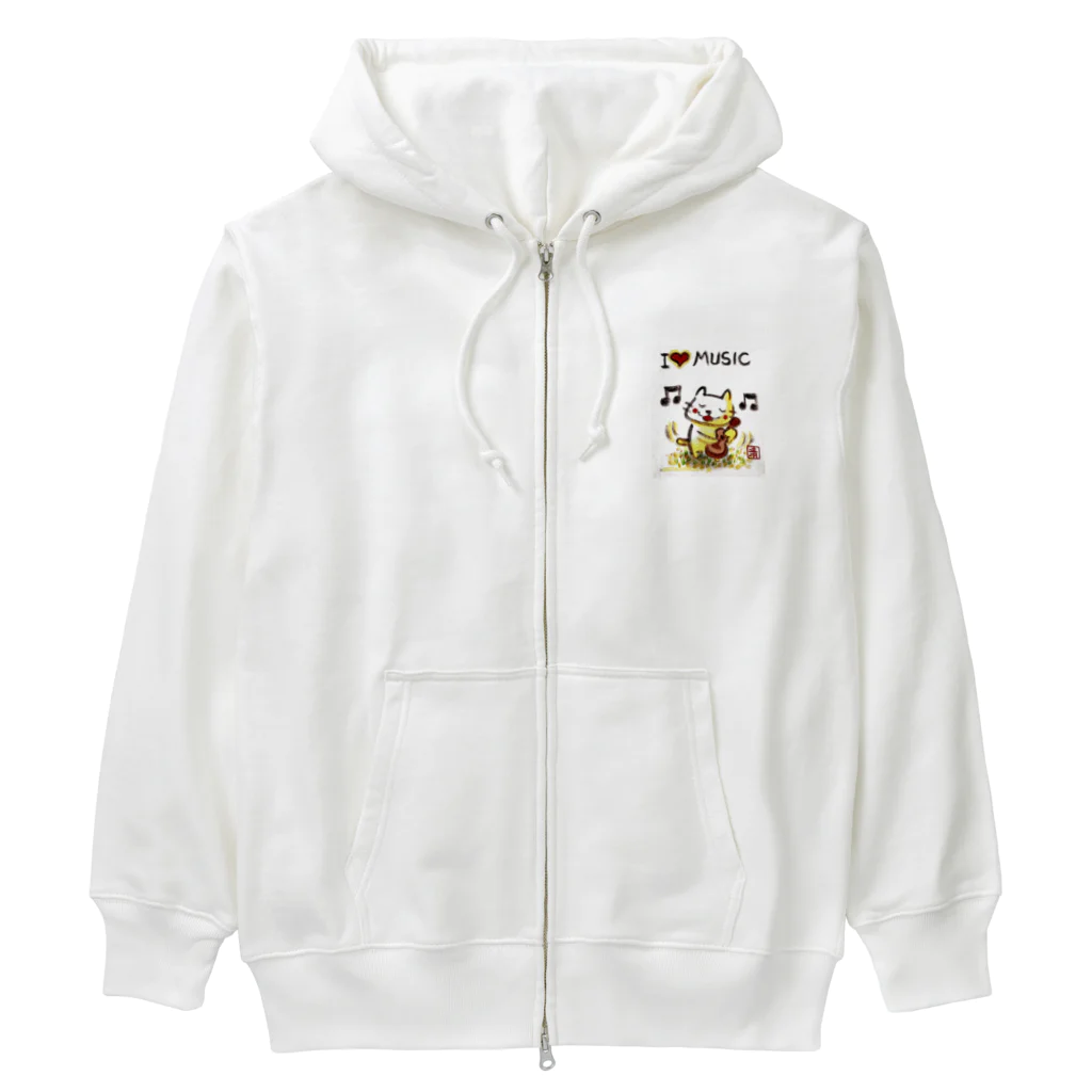 KIYOKA88WONDERLANDのウクレレねこちゃん （ギターねこちゃん）ukulele kitty guitar kitty Heavyweight Zip Hoodie