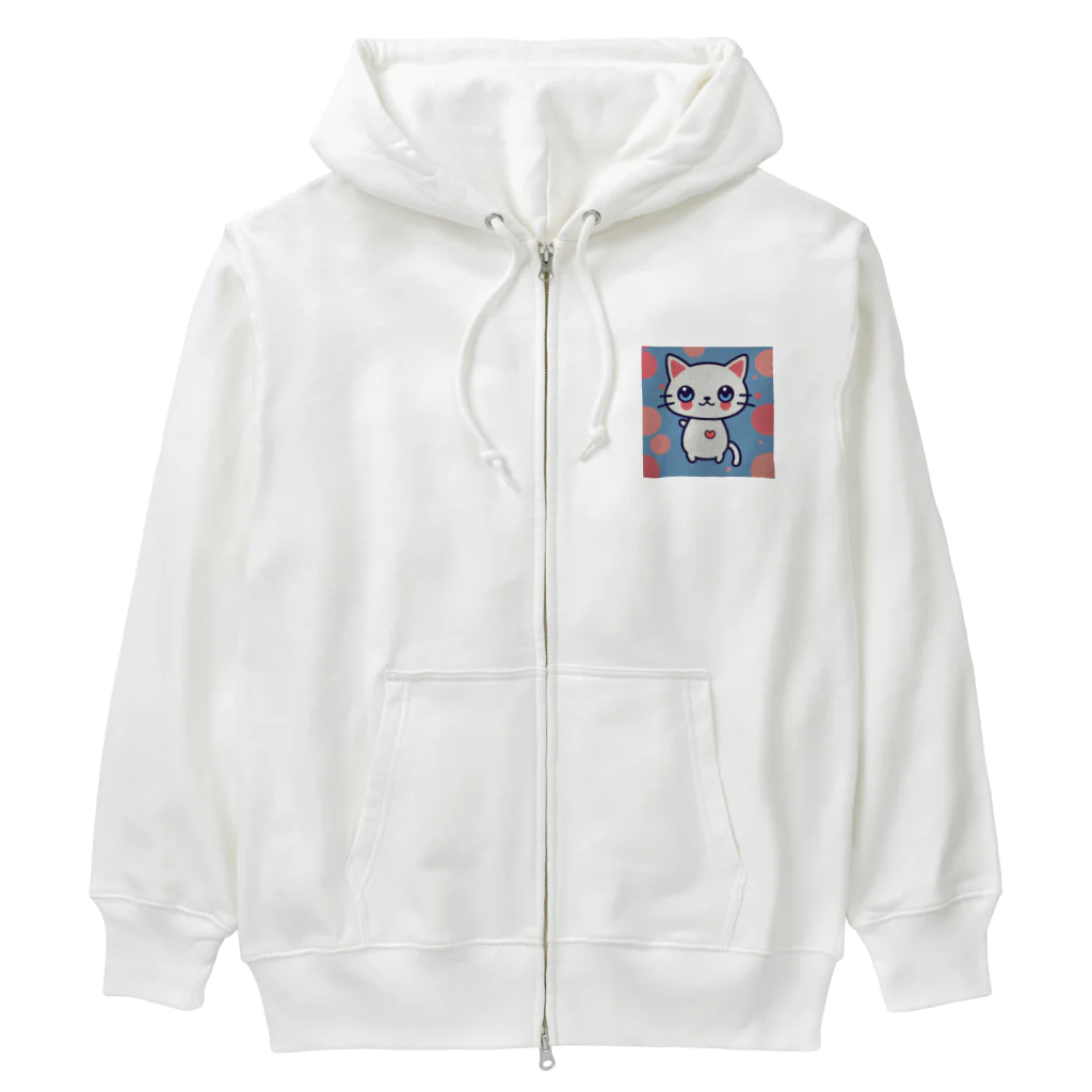 A31eの狛猫のミケ「はーとびーと」 Heavyweight Zip Hoodie