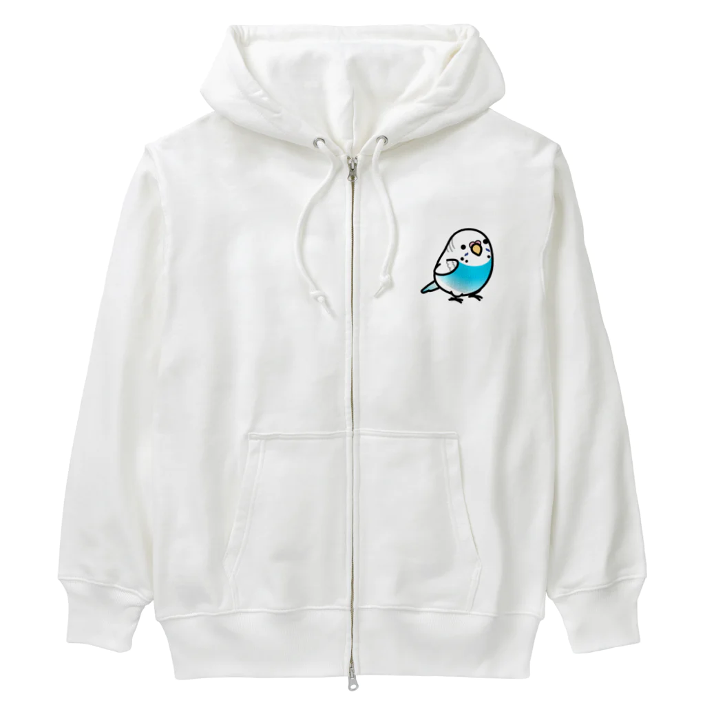 Cody the Lovebirdの両面 Chubby Bird セキセイインコ（表面）鳥さん大集合　背面） Heavyweight Zip Hoodie