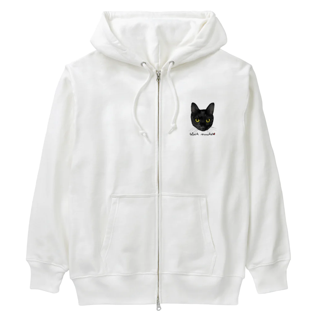 しろくまるいるいと動物たちのブラックスモークタビー Heavyweight Zip Hoodie