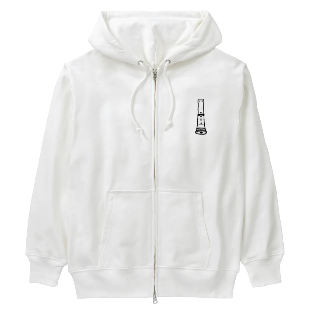 綾錦工房 りこりすの尺八−琴古流− 黒 Heavyweight Zip Hoodie