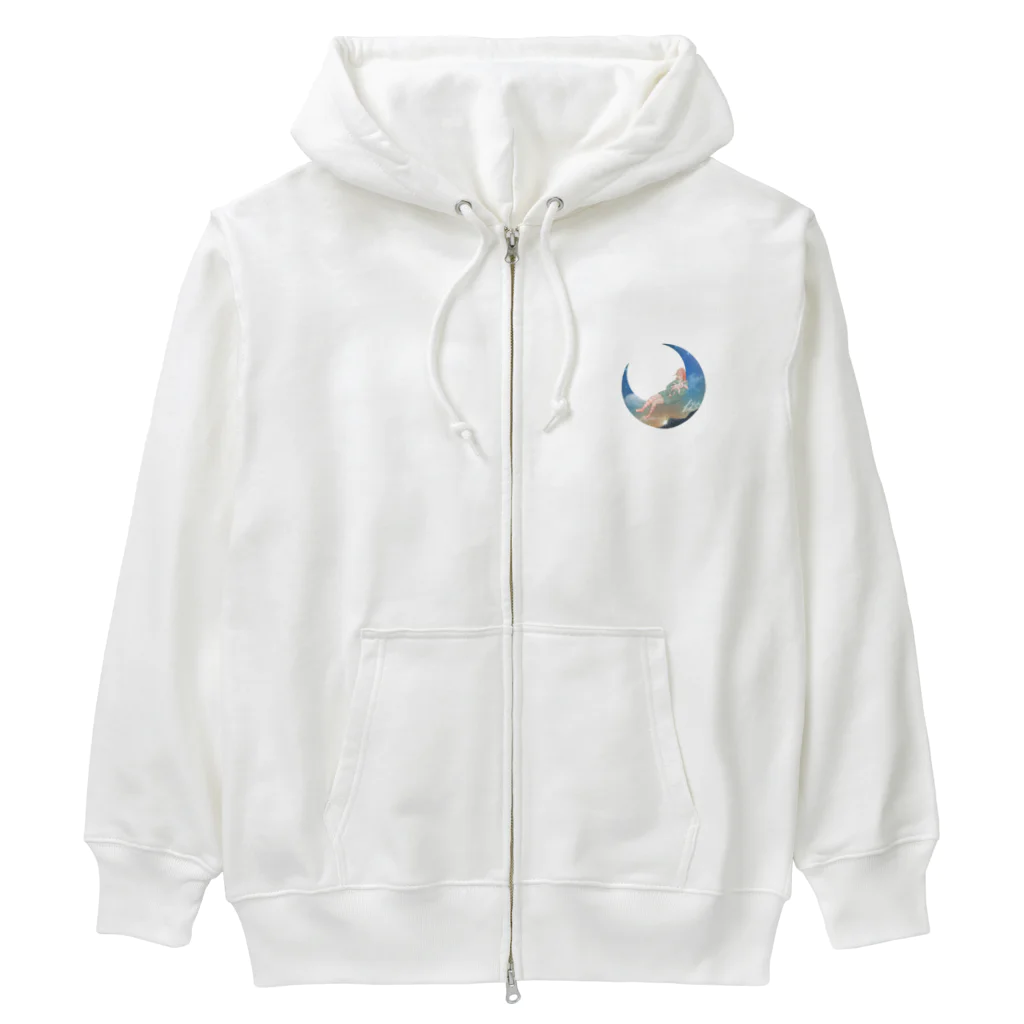 ちょこのウサギのぬいぐるみと眠る女の子 Heavyweight Zip Hoodie