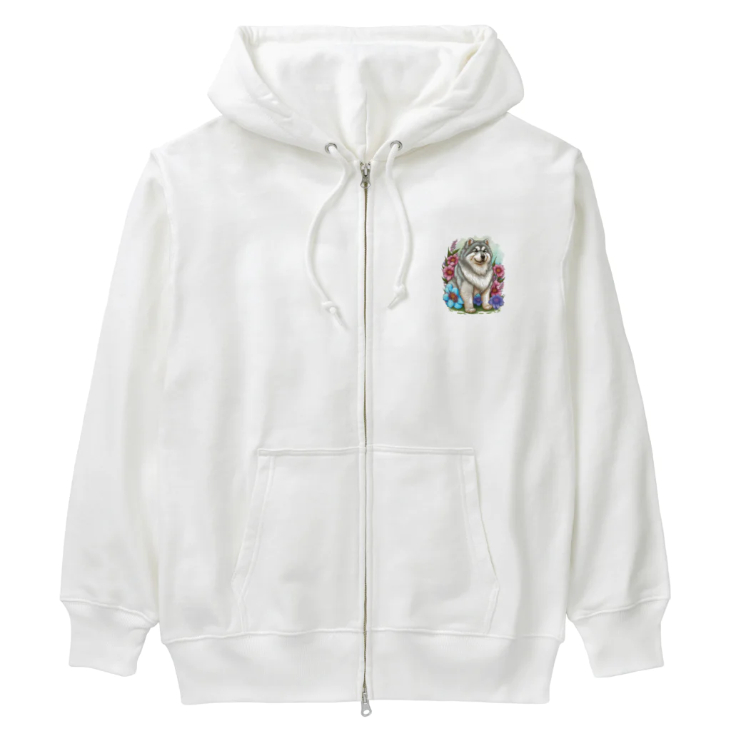 znbmsrrの花アラスカの子犬。 愛犬家のためのキュートなデザイン。 Heavyweight Zip Hoodie