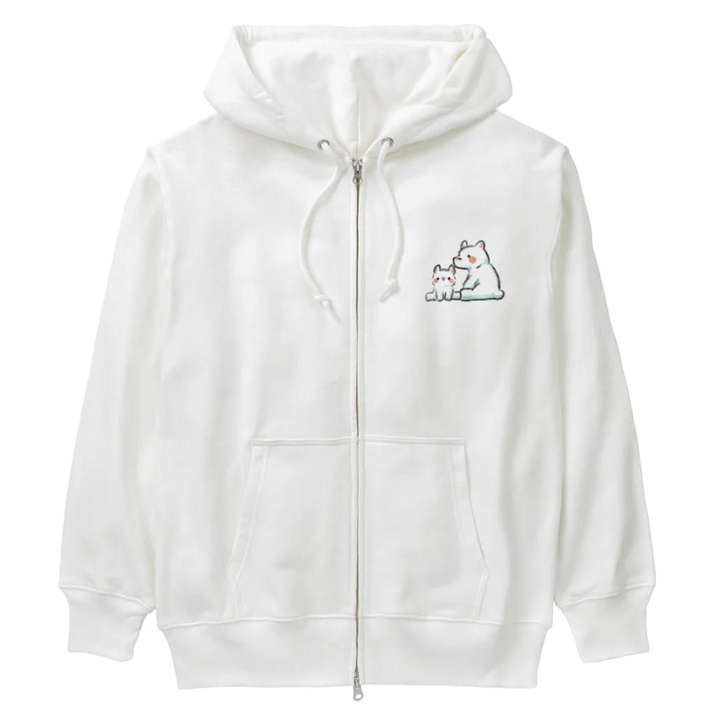 ふわきゅっとのふわふわシロクマ親子 Heavyweight Zip Hoodie