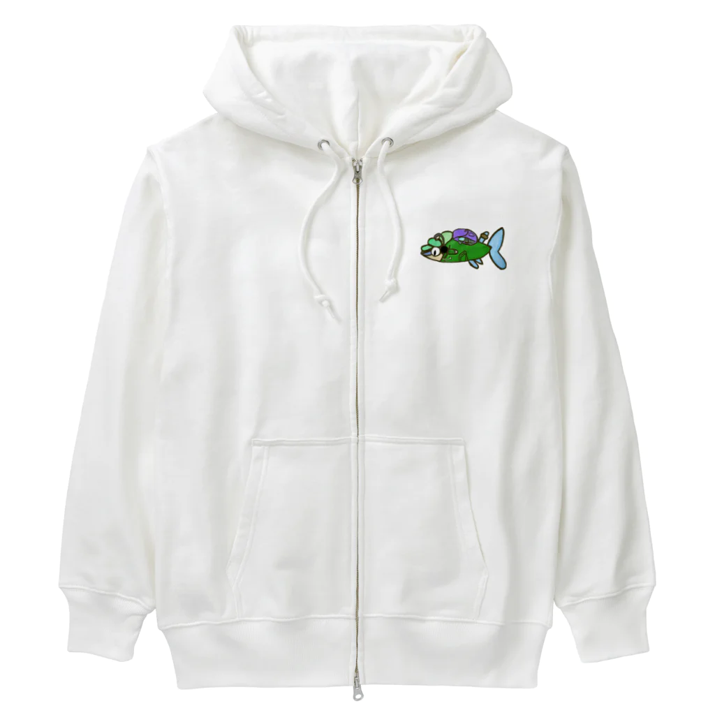 motchie's Shopのグリーンネオンくん Heavyweight Zip Hoodie