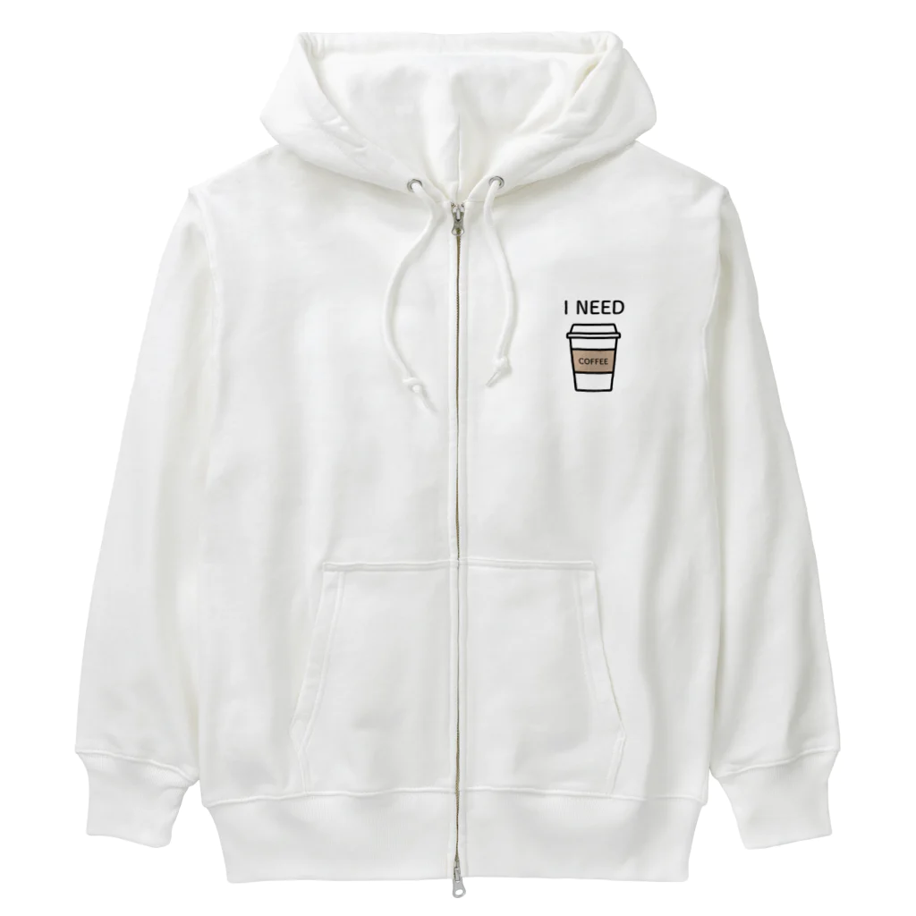 THIS IS NOT DESIGNのI NEED COFFEE Heavyweight Zip Hoodie