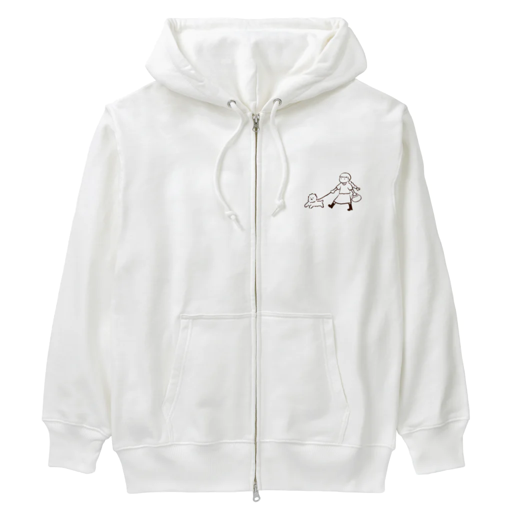 ぬんぬんの部屋のお散歩 〜モコと三つ編みちゃん〜 Heavyweight Zip Hoodie