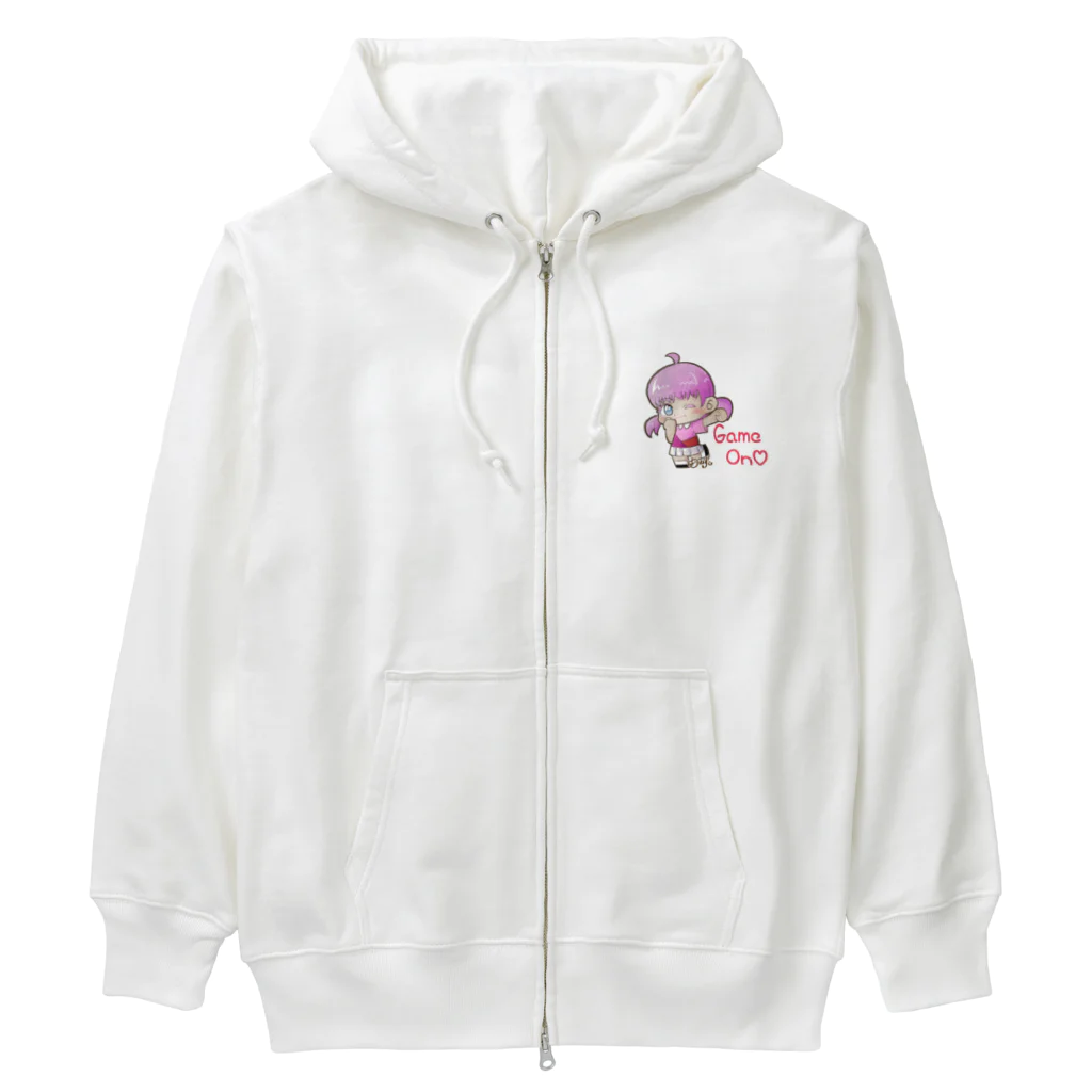 はりねずこのイラストのゲームオン！モモちゃん Heavyweight Zip Hoodie