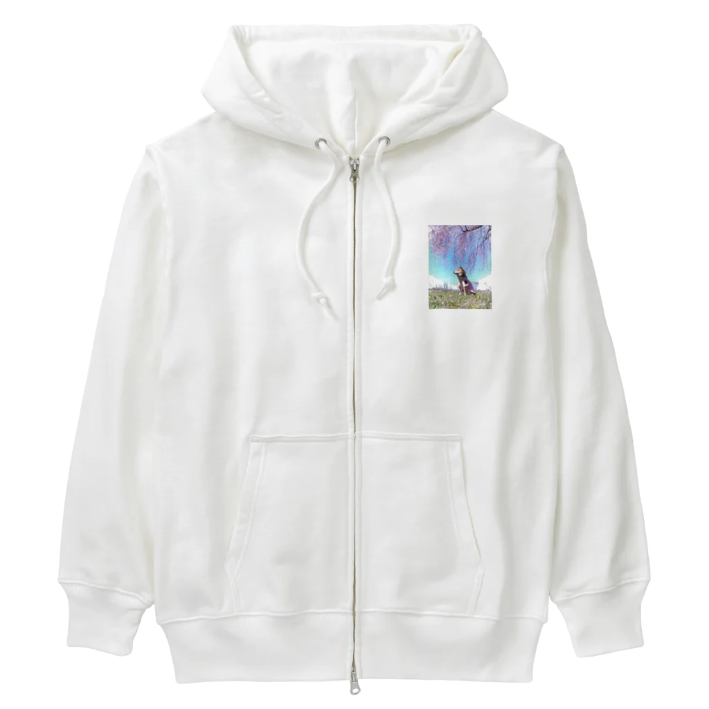 柴犬グッズ専門店 あられ堂の柴犬　桜シリーズ　満開の桜002 Heavyweight Zip Hoodie