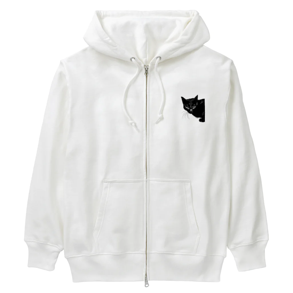 小鳥と映画館のカッコよく覗きに来た黒猫 Heavyweight Zip Hoodie