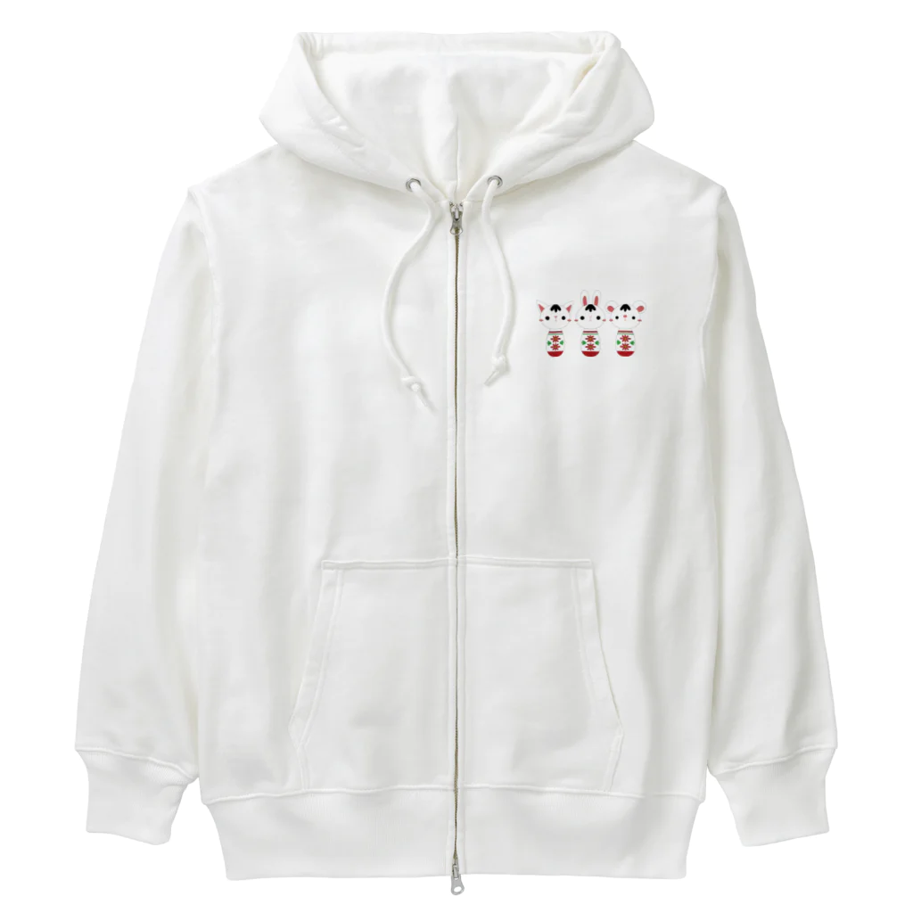 *NAGI*（ナギ）の可愛い動物こけしトリオ Heavyweight Zip Hoodie