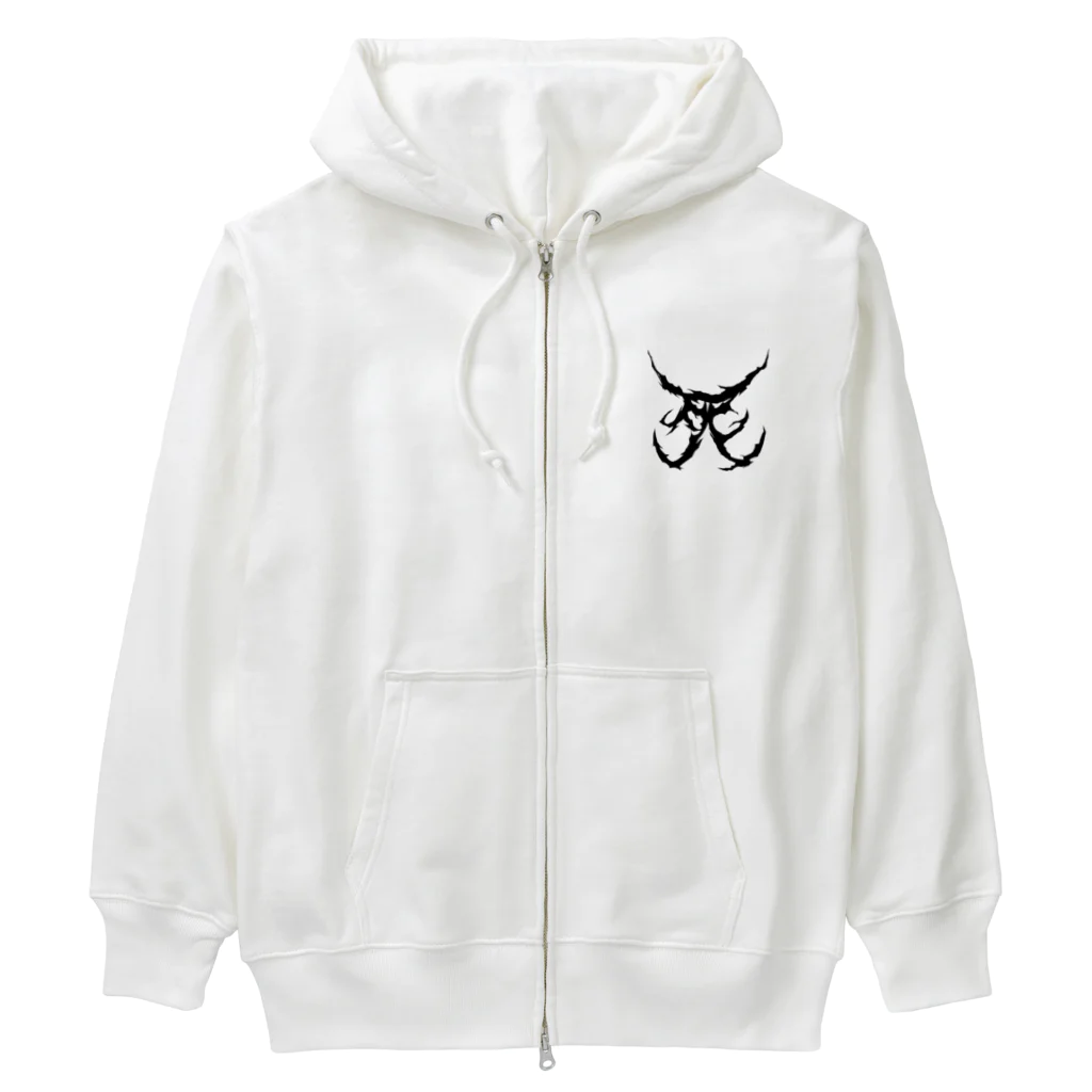 Hachijuhachiの死　DEATH METAL LOGO BLACK Heavyweight Zip Hoodie