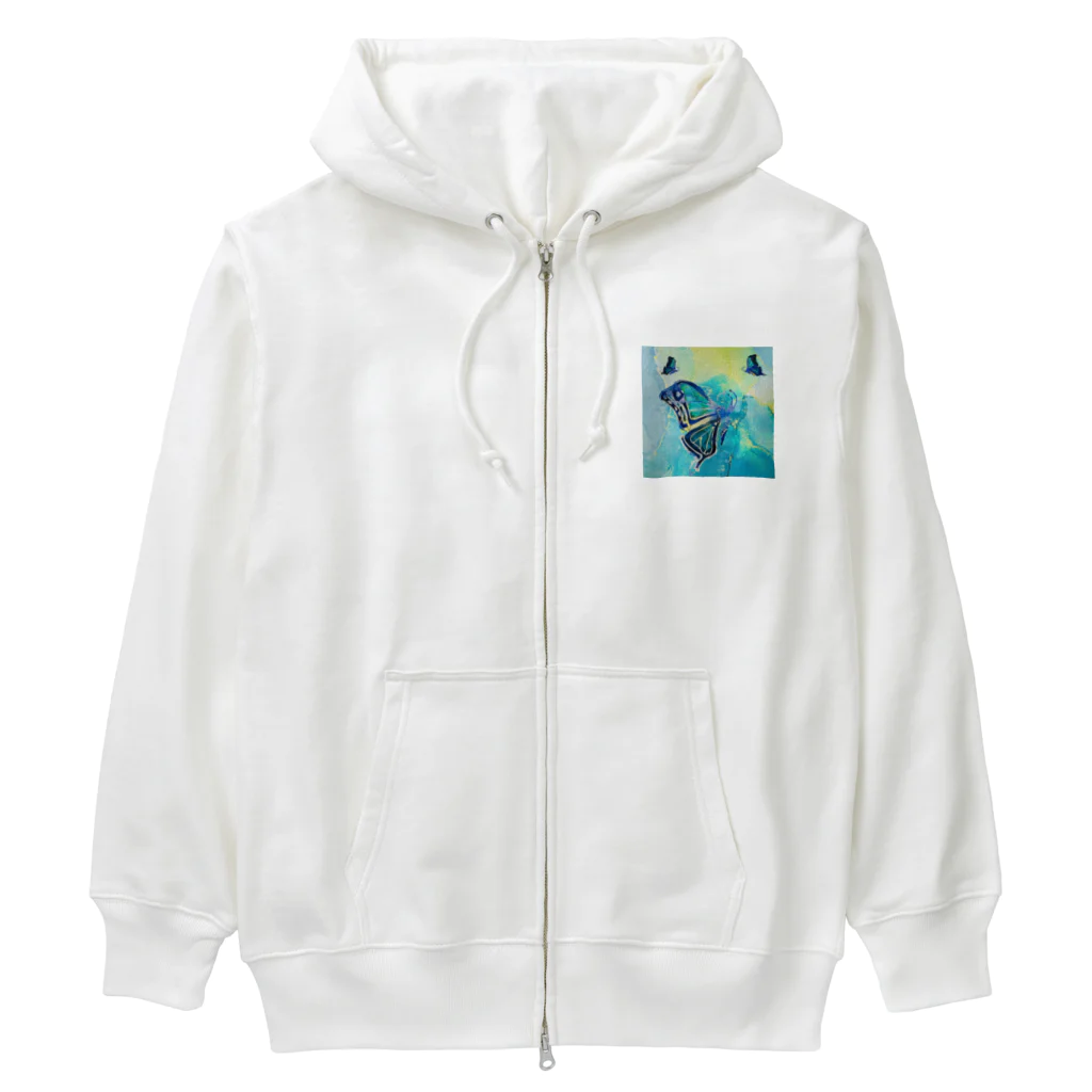 CCCHEART のbutterfly×Blue green Heavyweight Zip Hoodie