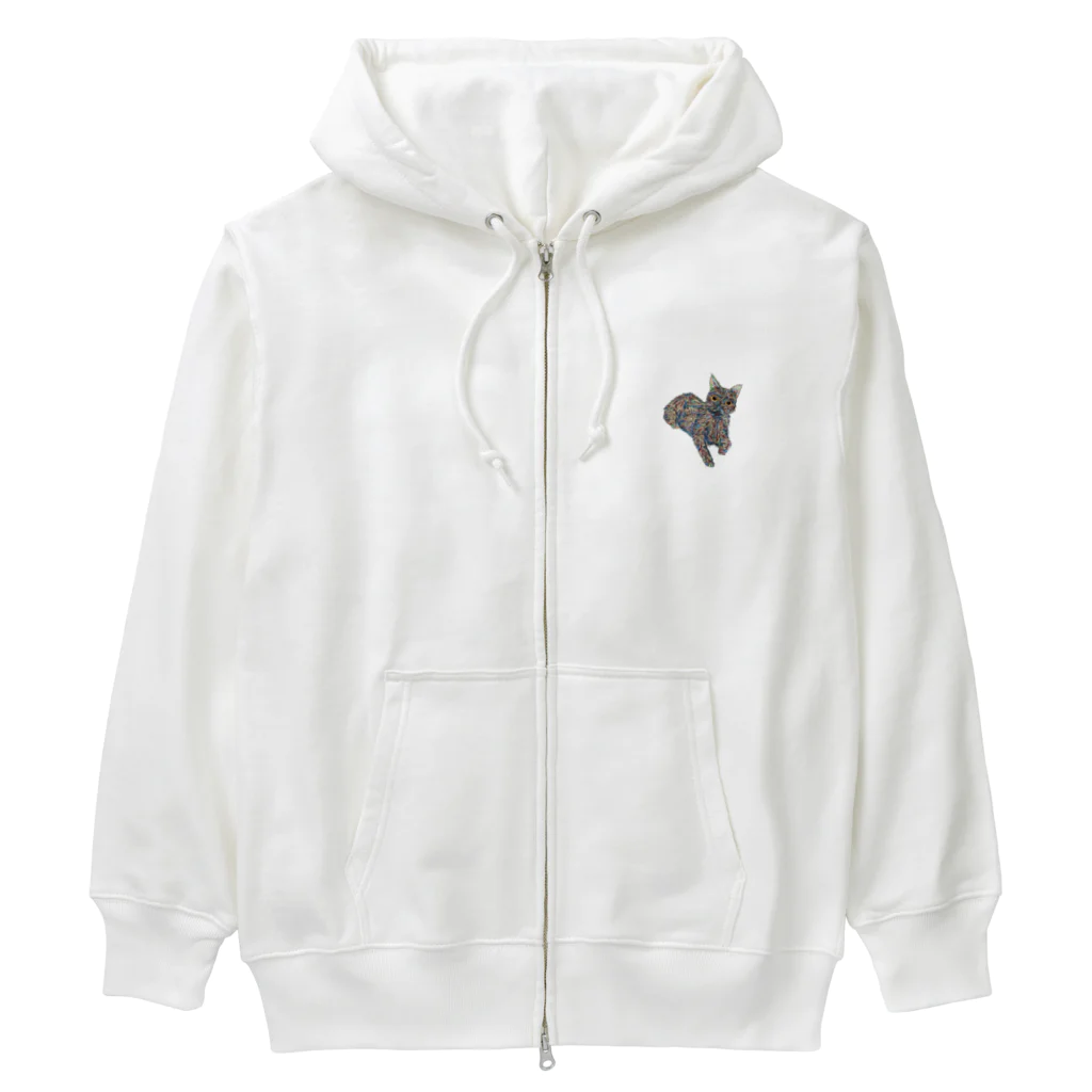 あき缶のからふるねこ Heavyweight Zip Hoodie