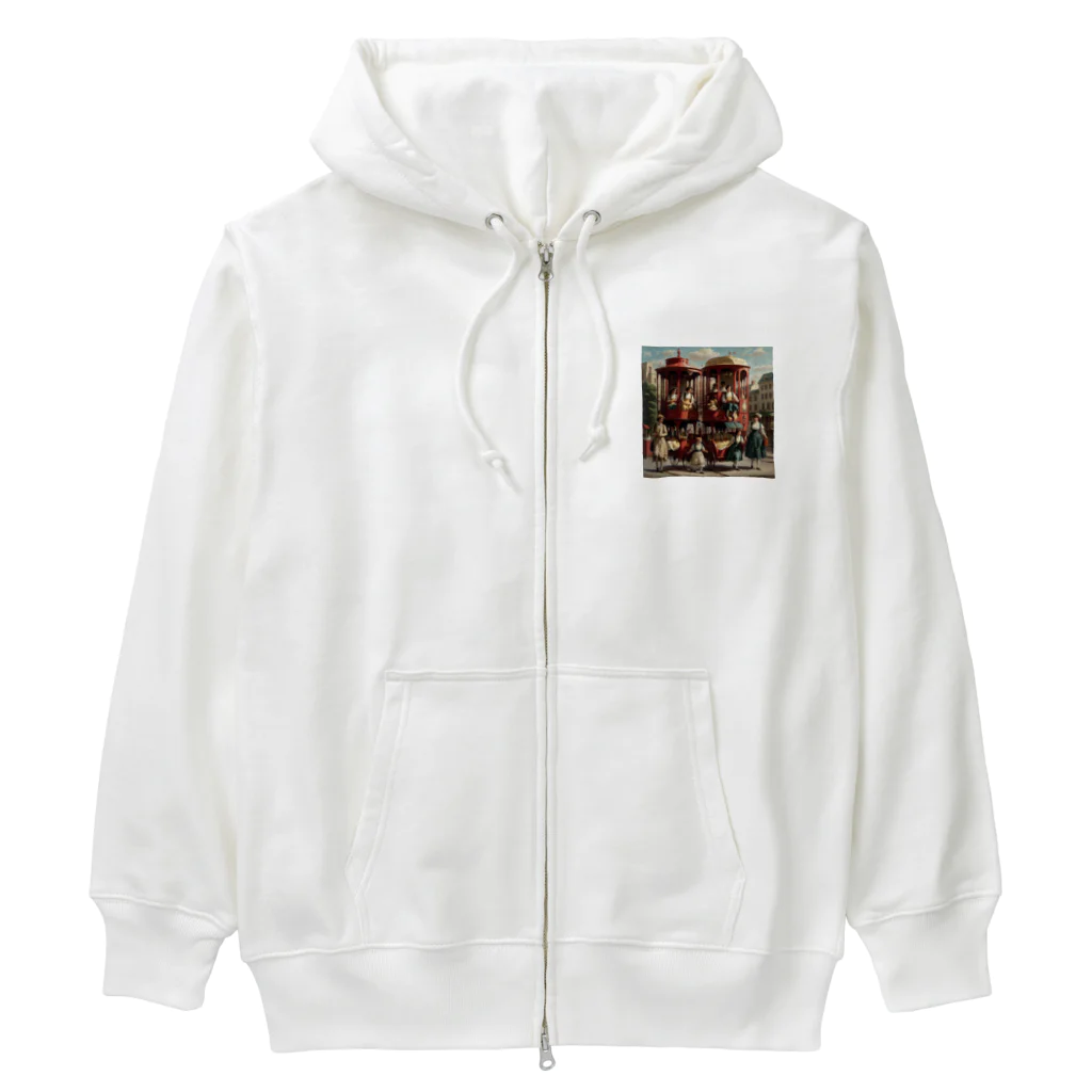 kyo-shopの猫と2階建てレトロカー Heavyweight Zip Hoodie