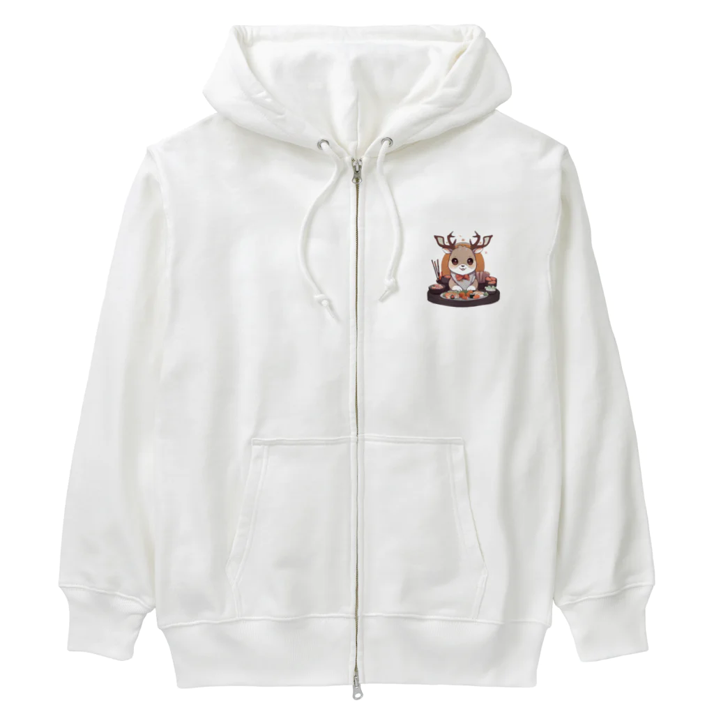 某ぺんぎんの工房の寿司好きシカさん Heavyweight Zip Hoodie