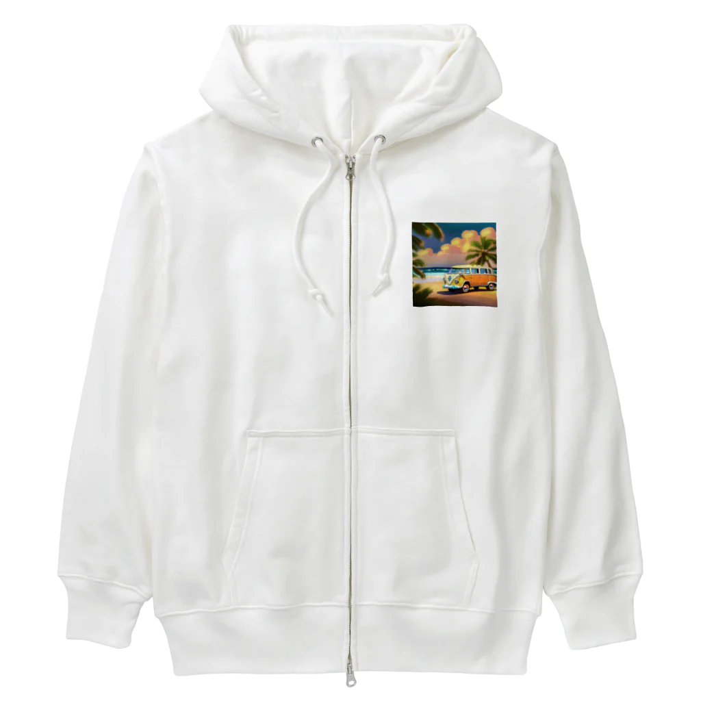 ワクワクセレブレイトの白い砂浜とフォルクスワーゲン Heavyweight Zip Hoodie