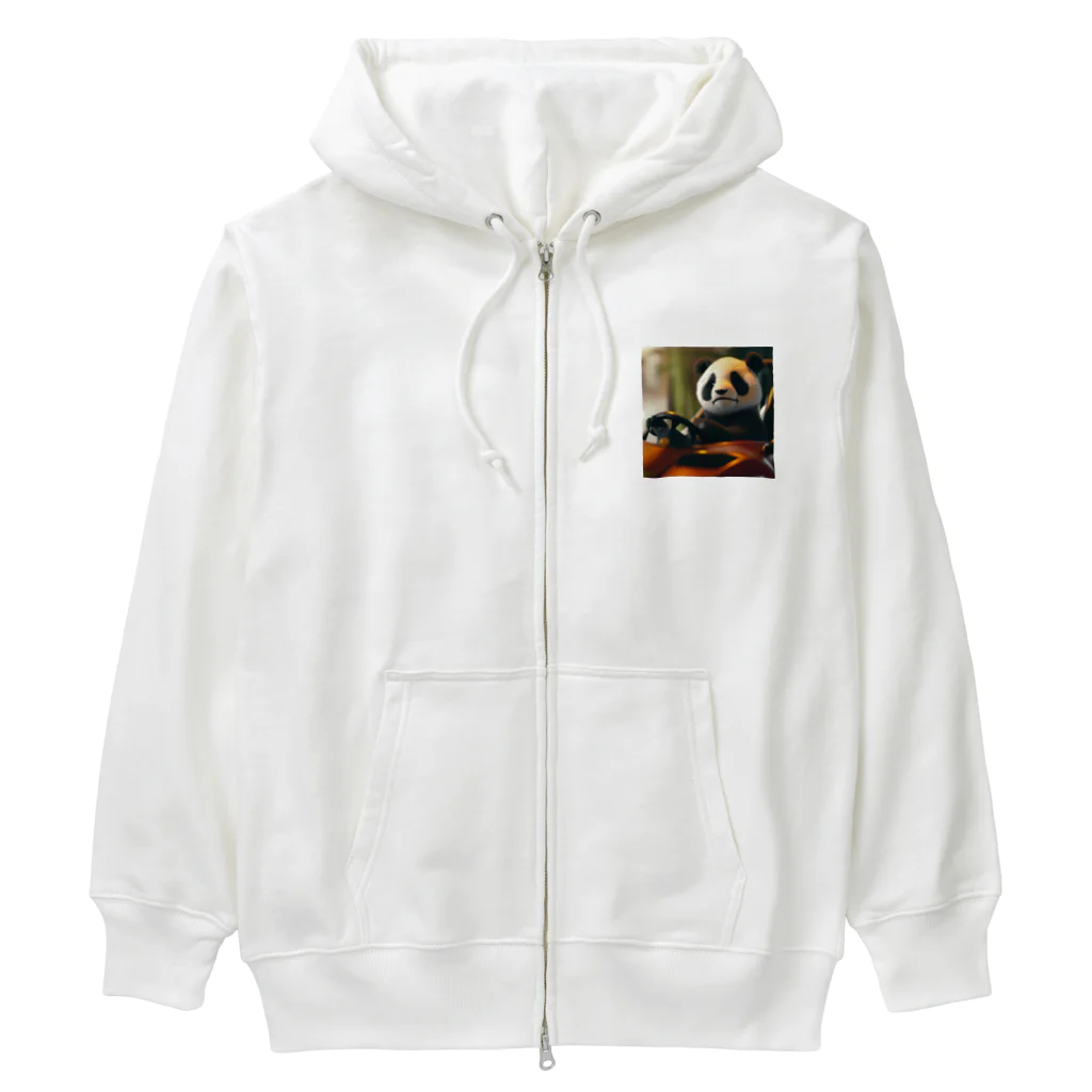 Shiba_IncのPanda driving a car（車を運転するパンダ） Heavyweight Zip Hoodie