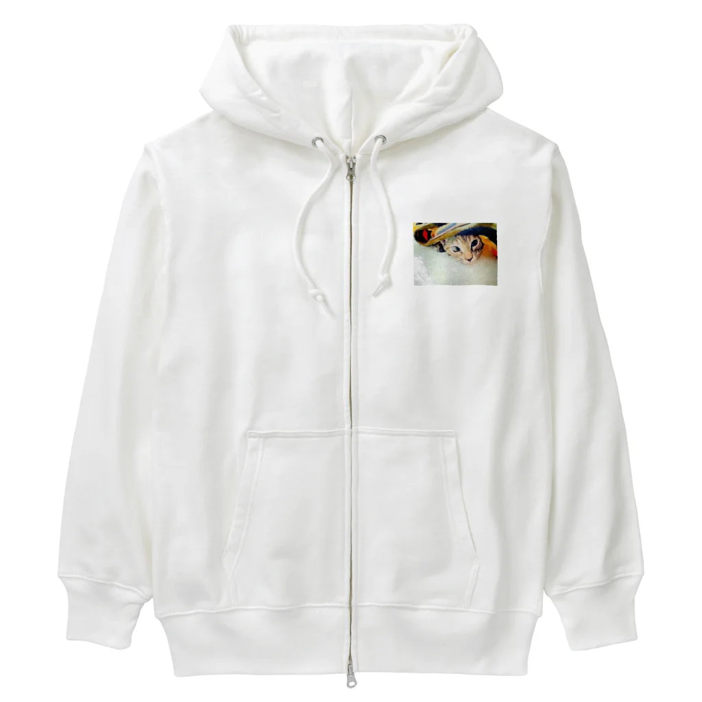 コハクのブランケットからひょっこりニャンコ🐱 Heavyweight Zip Hoodie