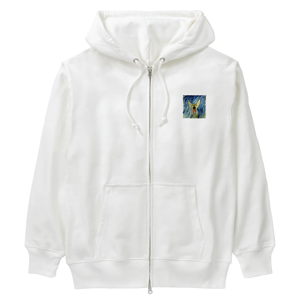 ミルクのショップの遠吠えするアート犬 Heavyweight Zip Hoodie