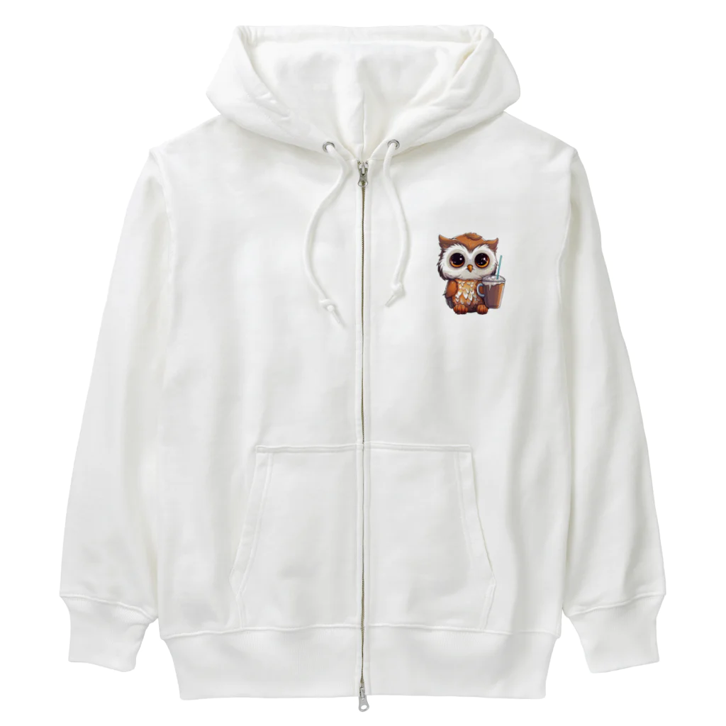 Vasetti_pressのフクロウとコーヒー Heavyweight Zip Hoodie