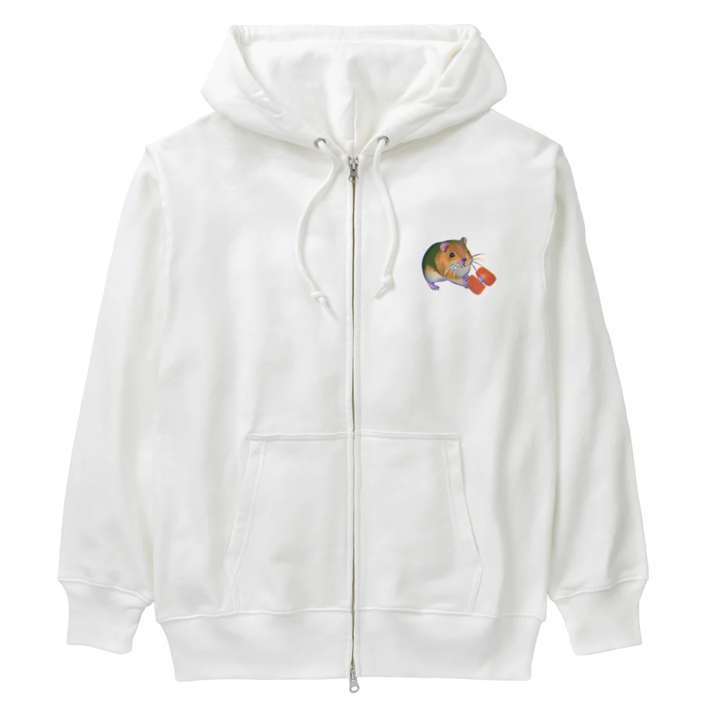 henohenomohejiadの筋トレしているハムスター Heavyweight Zip Hoodie