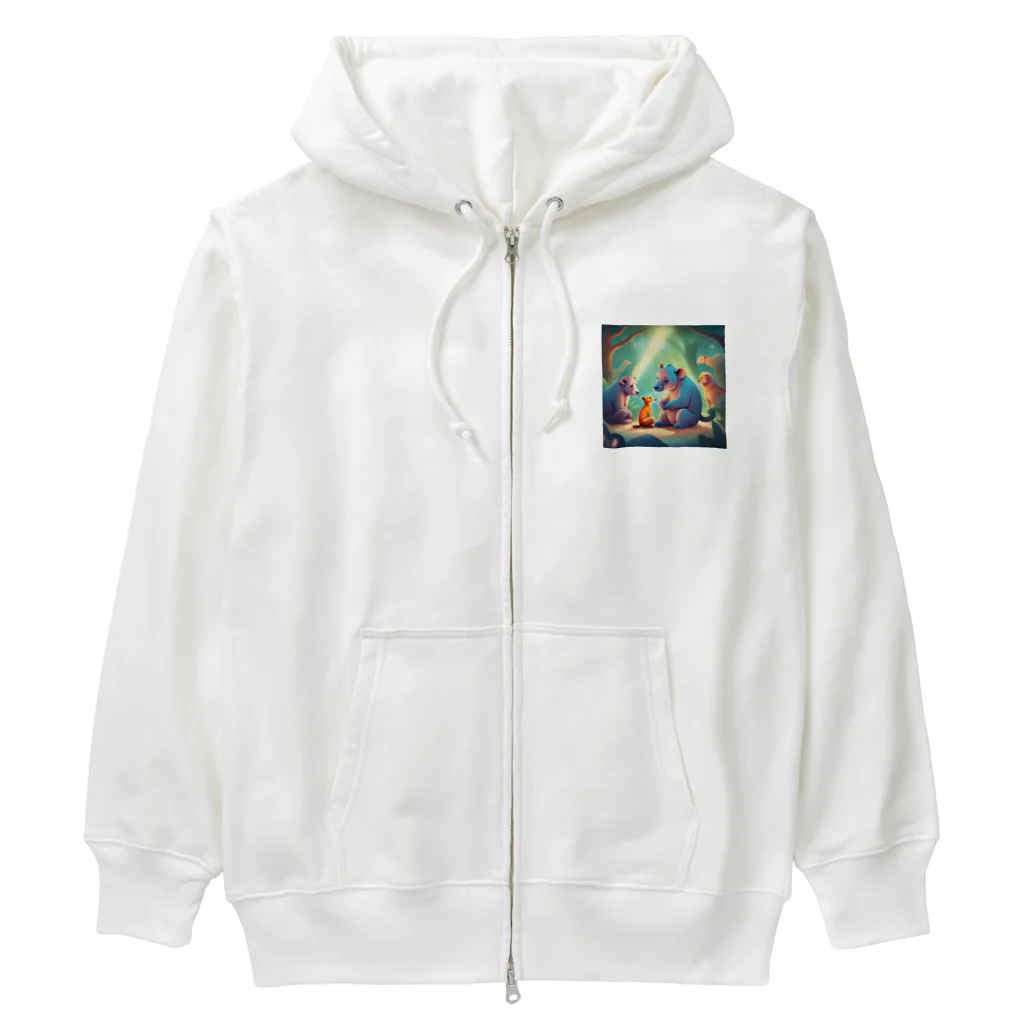 ワクワクショップ の動物 可愛い癒しイラスト Heavyweight Zip Hoodie