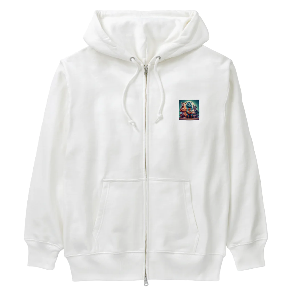 さぼりのあっくまんのきんにくごはんアニマルズ❤✨ Heavyweight Zip Hoodie