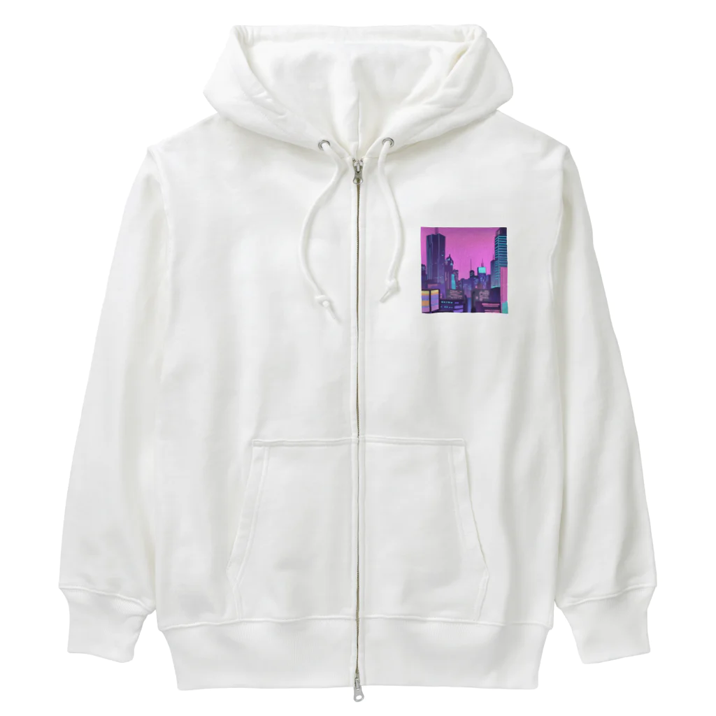 LEONのネオンな街並み Heavyweight Zip Hoodie