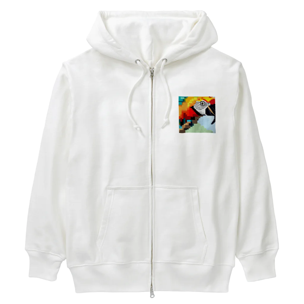 good★holidayのドット絵のオウム Heavyweight Zip Hoodie