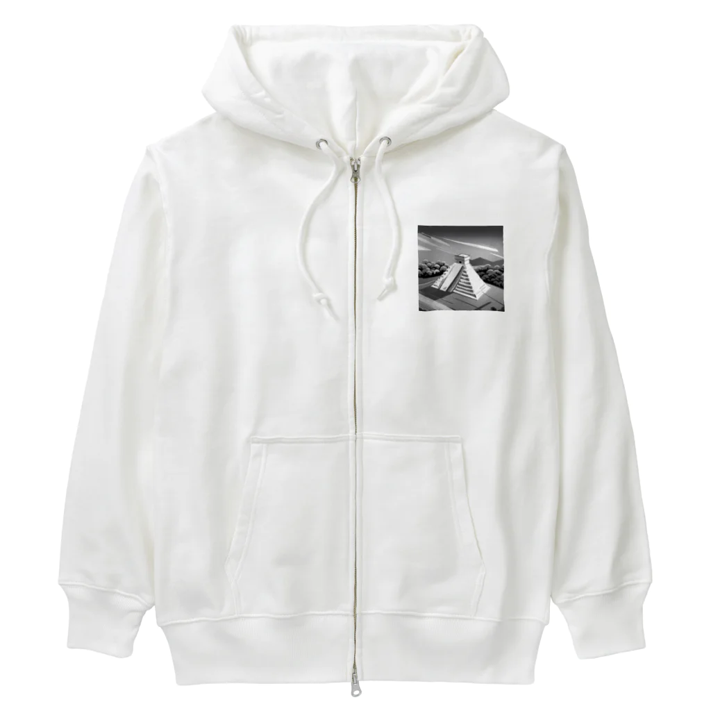 YoMiTの有名な観光スポットイメージ画像：チチェン・イッツァ（メキシコ） Heavyweight Zip Hoodie