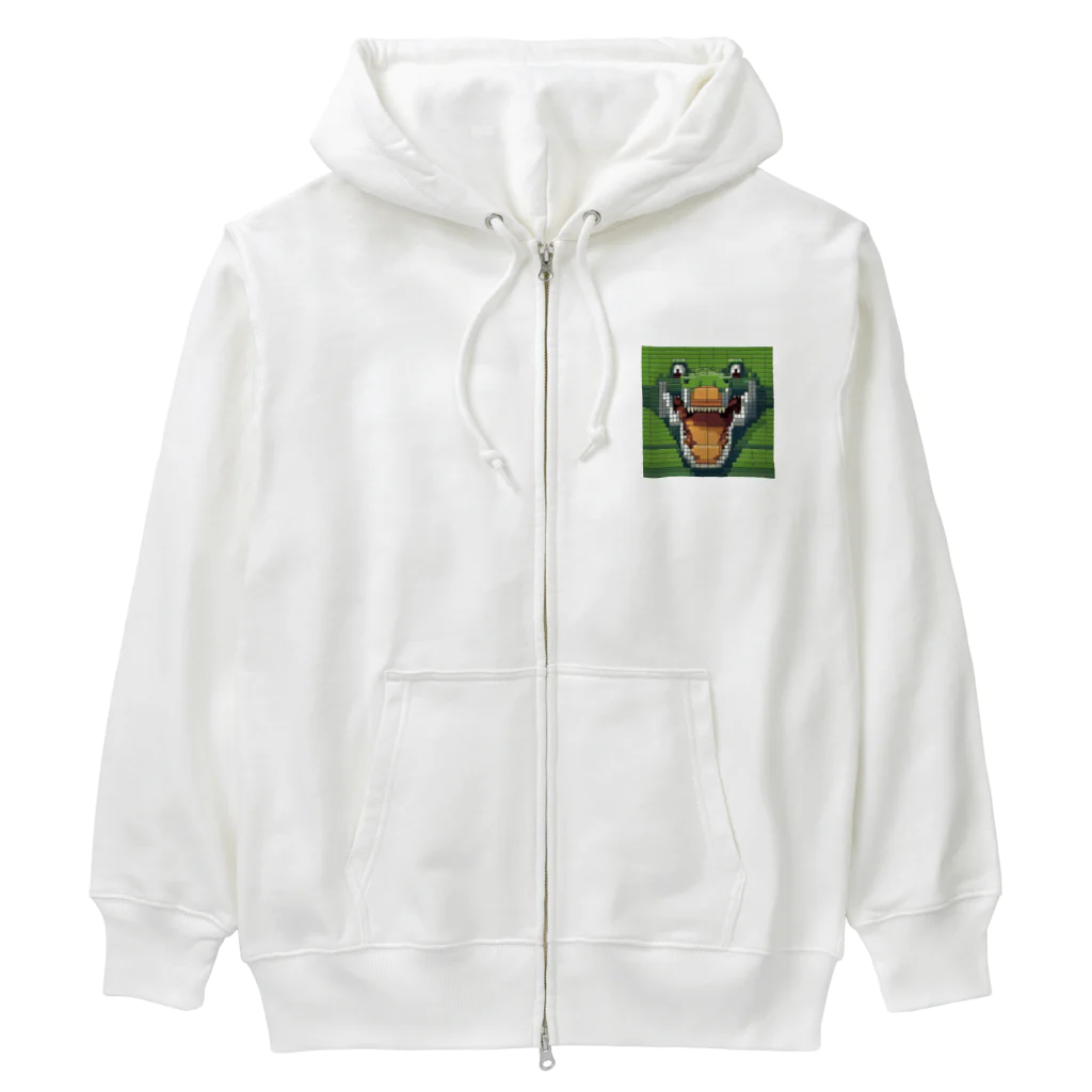 wonderful-lifeのピクセルで描かれたクールなワニ Heavyweight Zip Hoodie