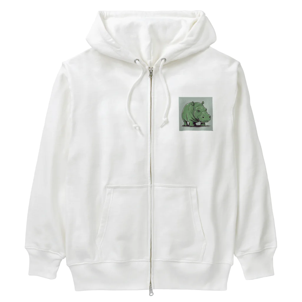 ポケロミのグリーンヒポ Heavyweight Zip Hoodie