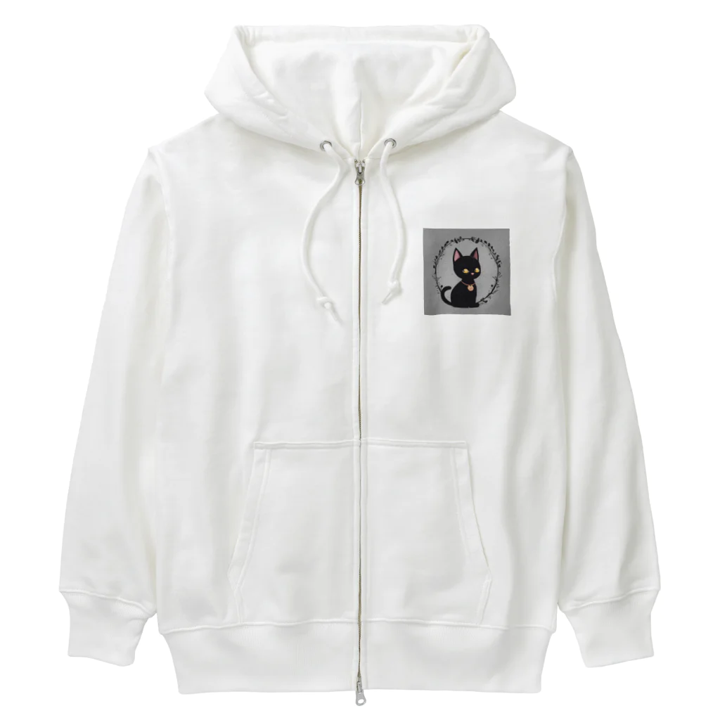 ka293のかわいい黒猫 Heavyweight Zip Hoodie