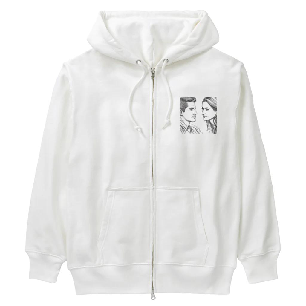 moribouの相手の話に耳を傾ける女性のアートグッズ Heavyweight Zip Hoodie