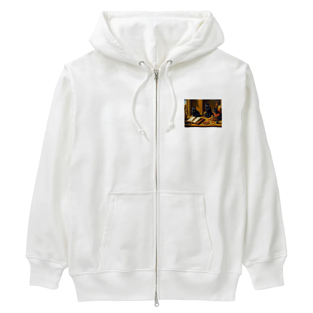 memit美術館の中世の黒猫 Heavyweight Zip Hoodie