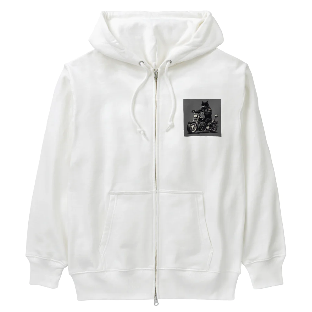 zkunmamaのワイルド黒猫 Heavyweight Zip Hoodie