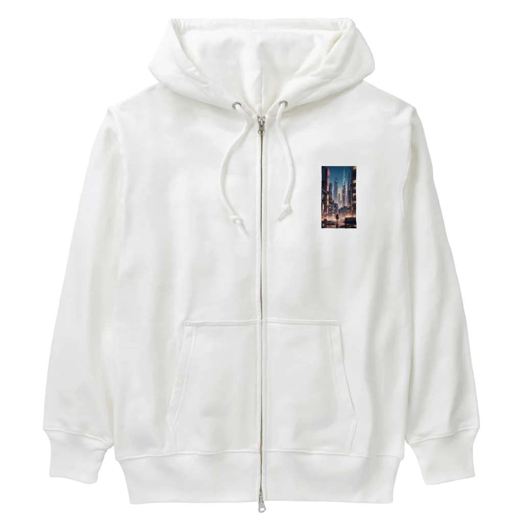 AI職人👨‍🏭のAI「ディストピアに希望の光」 Heavyweight Zip Hoodie