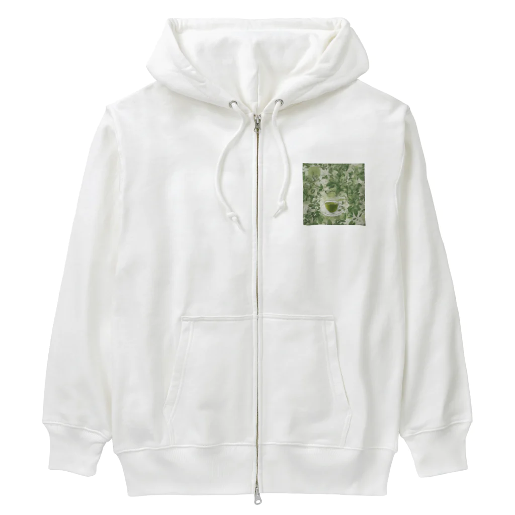 千裕アトリエ（いつもありがとう）のグリーンティーのアート　green tea art Heavyweight Zip Hoodie