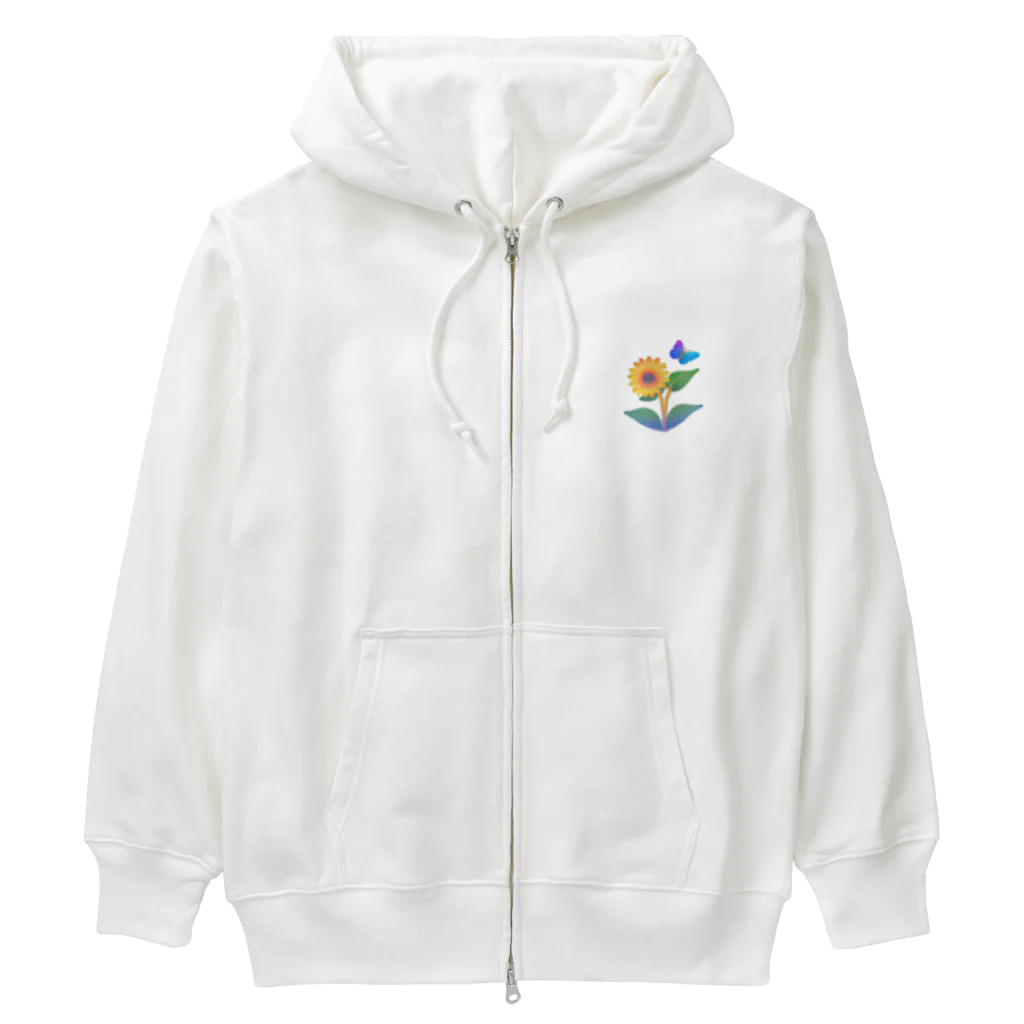 Flower Twinkleの黄色花と蝶 Heavyweight Zip Hoodie