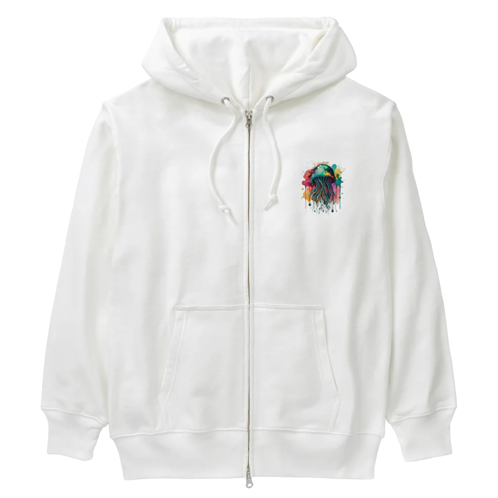 Moodifyのサイバーパンククラゲ　ミズクラゲ　水彩画スプラッシュ Heavyweight Zip Hoodie