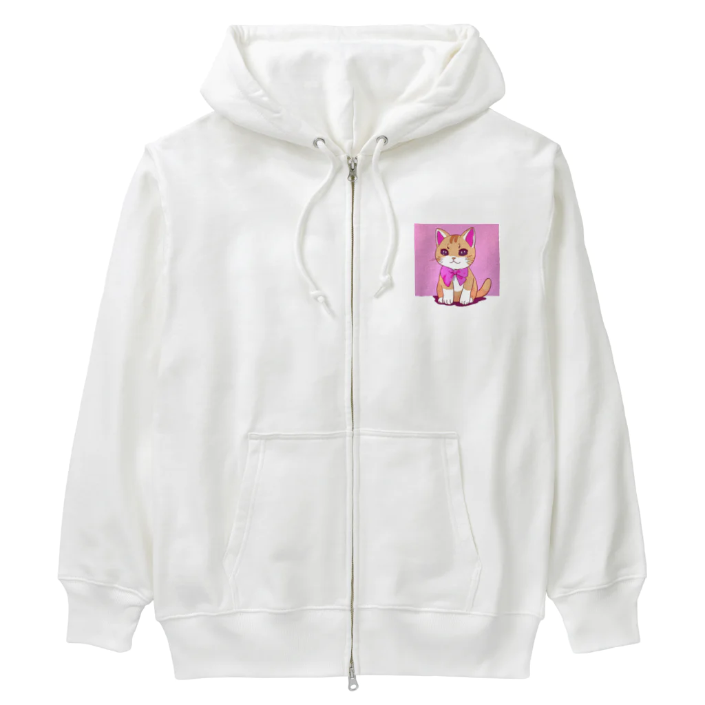 Officefaceのリボン猫ちゃん Heavyweight Zip Hoodie