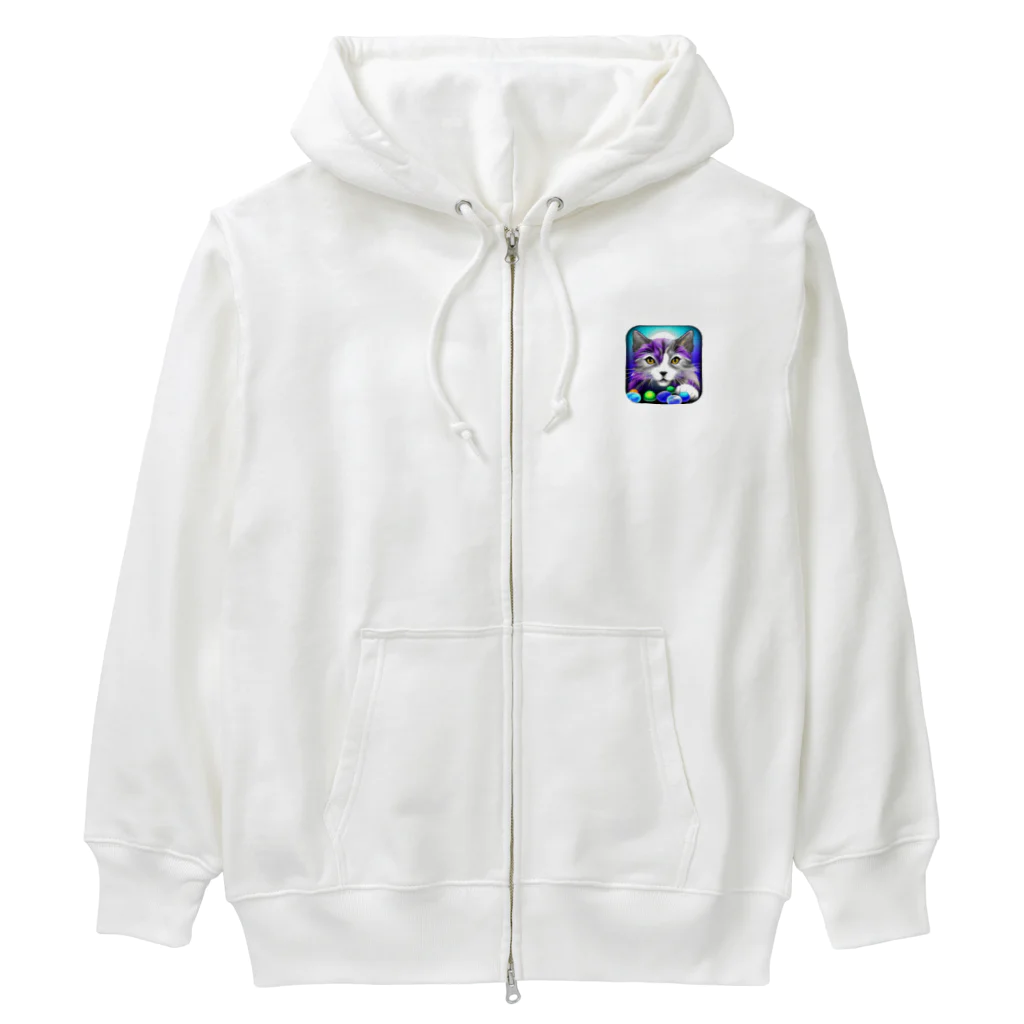 No Fishing No Life の早く遊んで欲しいにゃ Heavyweight Zip Hoodie