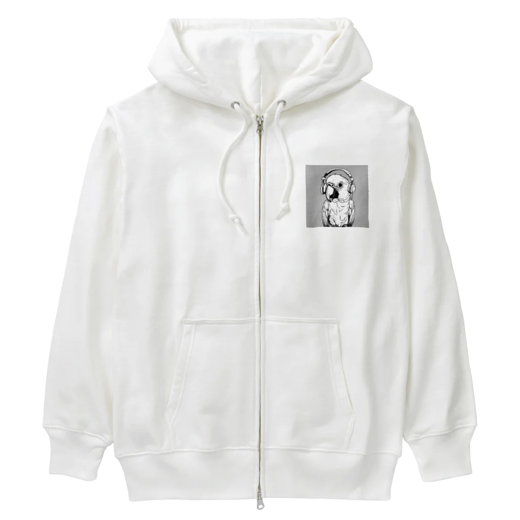 びとらびのアンニュイなヘッドホンオウムちゃんの音楽日常 Heavyweight Zip Hoodie