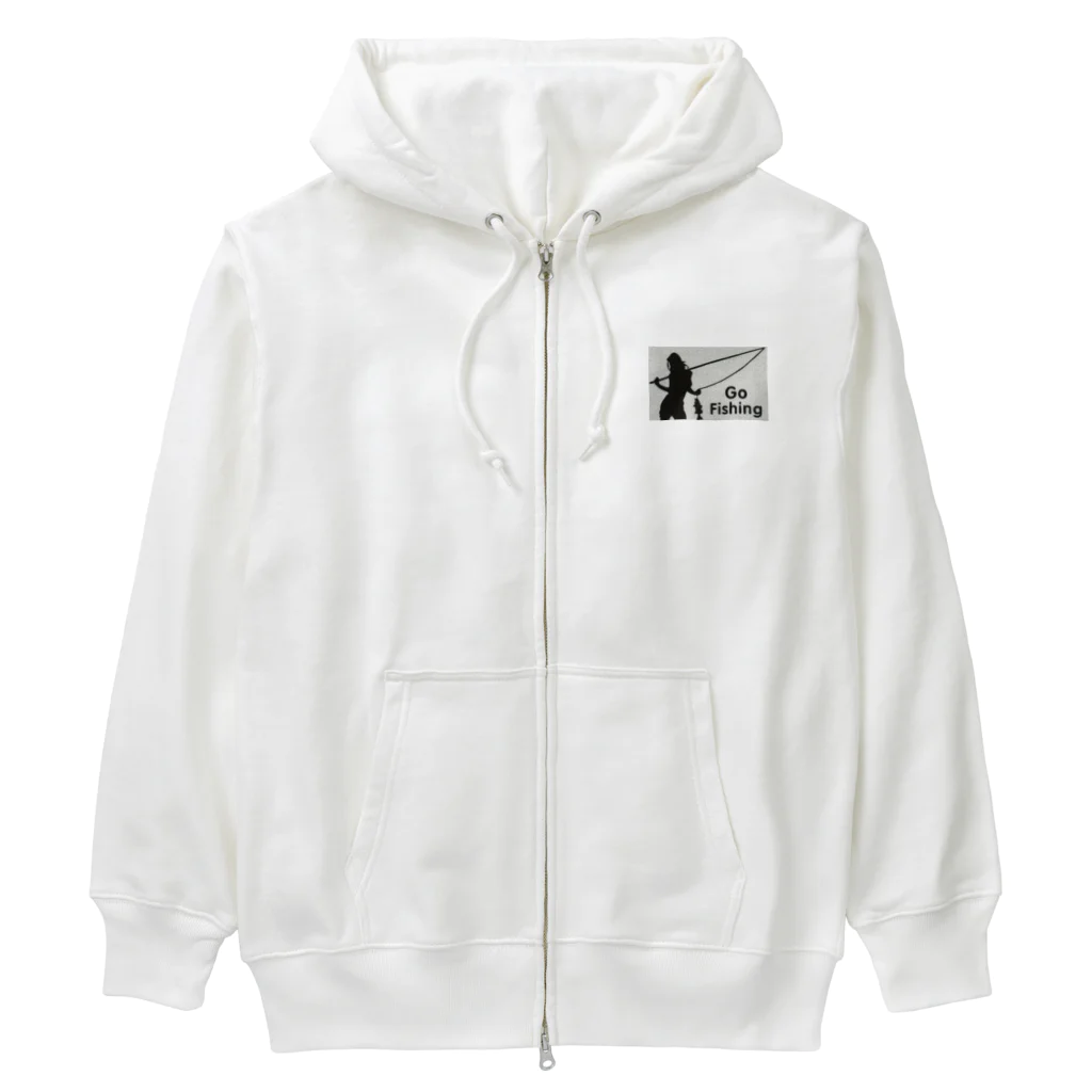 No Fishing No Life の釣り女子 Heavyweight Zip Hoodie